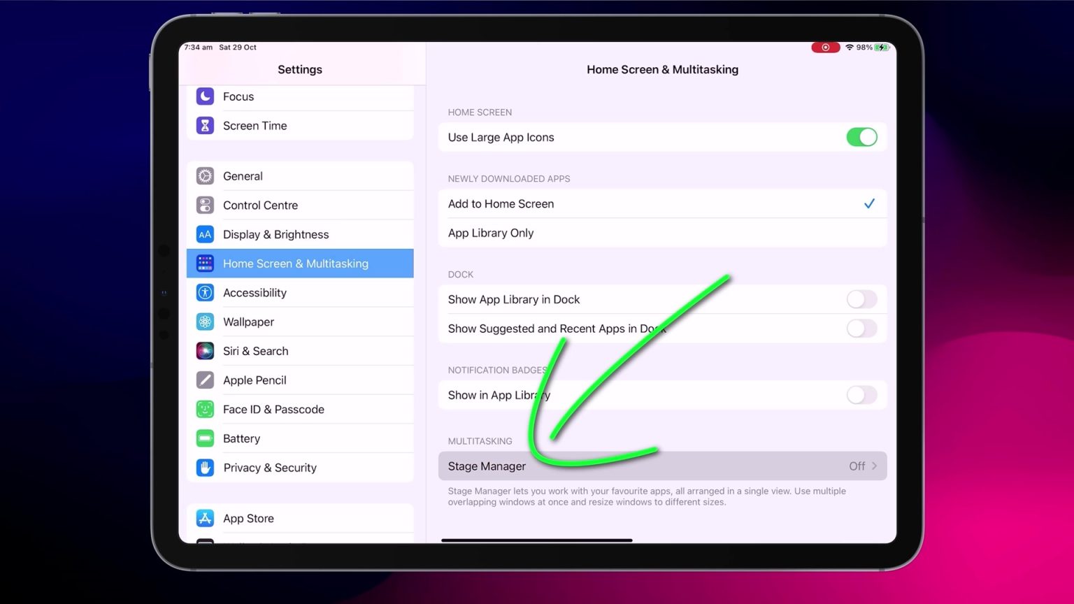 How To Enable Stage Manager On iPad